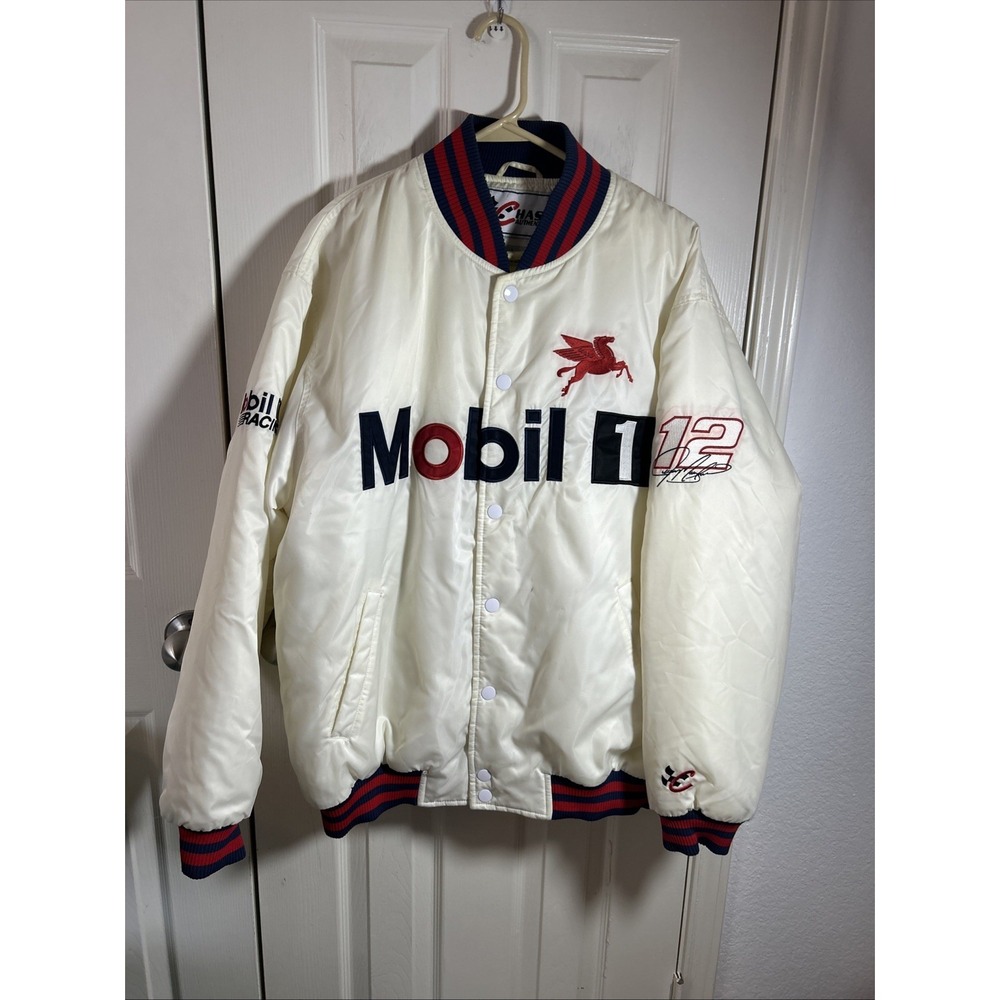 Vintage Chase Authentics Jeremy Mayfield #12 Mobil 1 NASCAR Race Jacket Mens XL